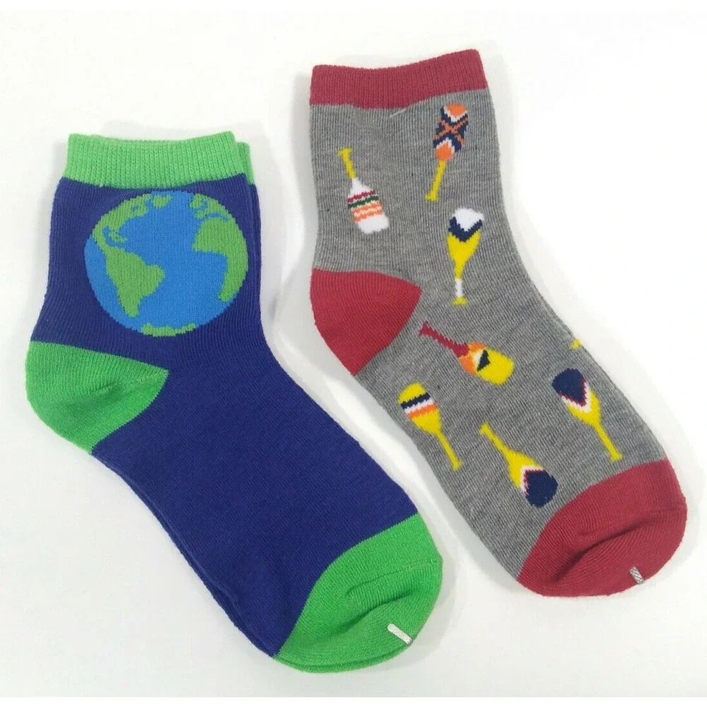 Women's Ankle Socks 2 Pair Ladies Size 9-11 Novelty Paddles & Planet Earth New